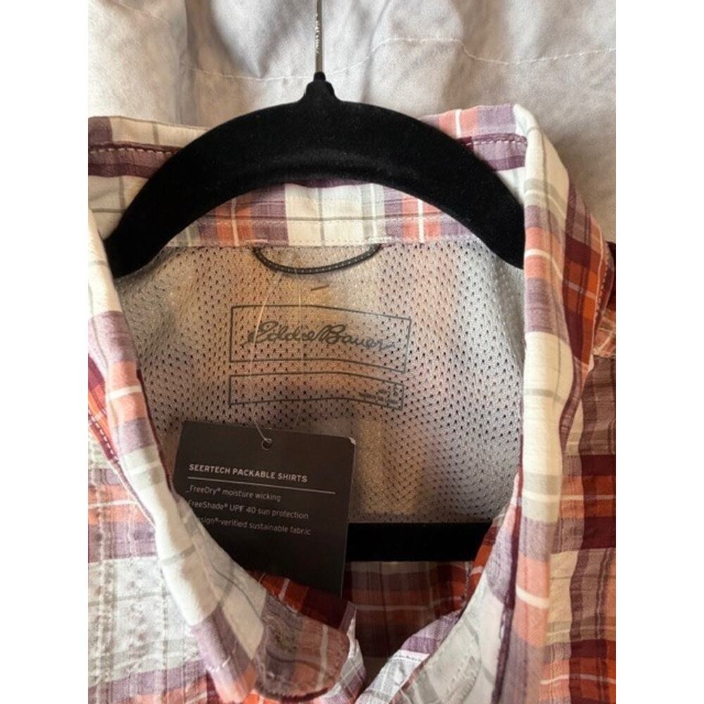 Eddie Bauer Seertech Seersucker Short-Sleeve Packable Shirt Sz S - Picture 5 of 6